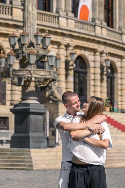 Professional photoshoot at Prague old town in Prague — photo by Vania Pravica, Smiler